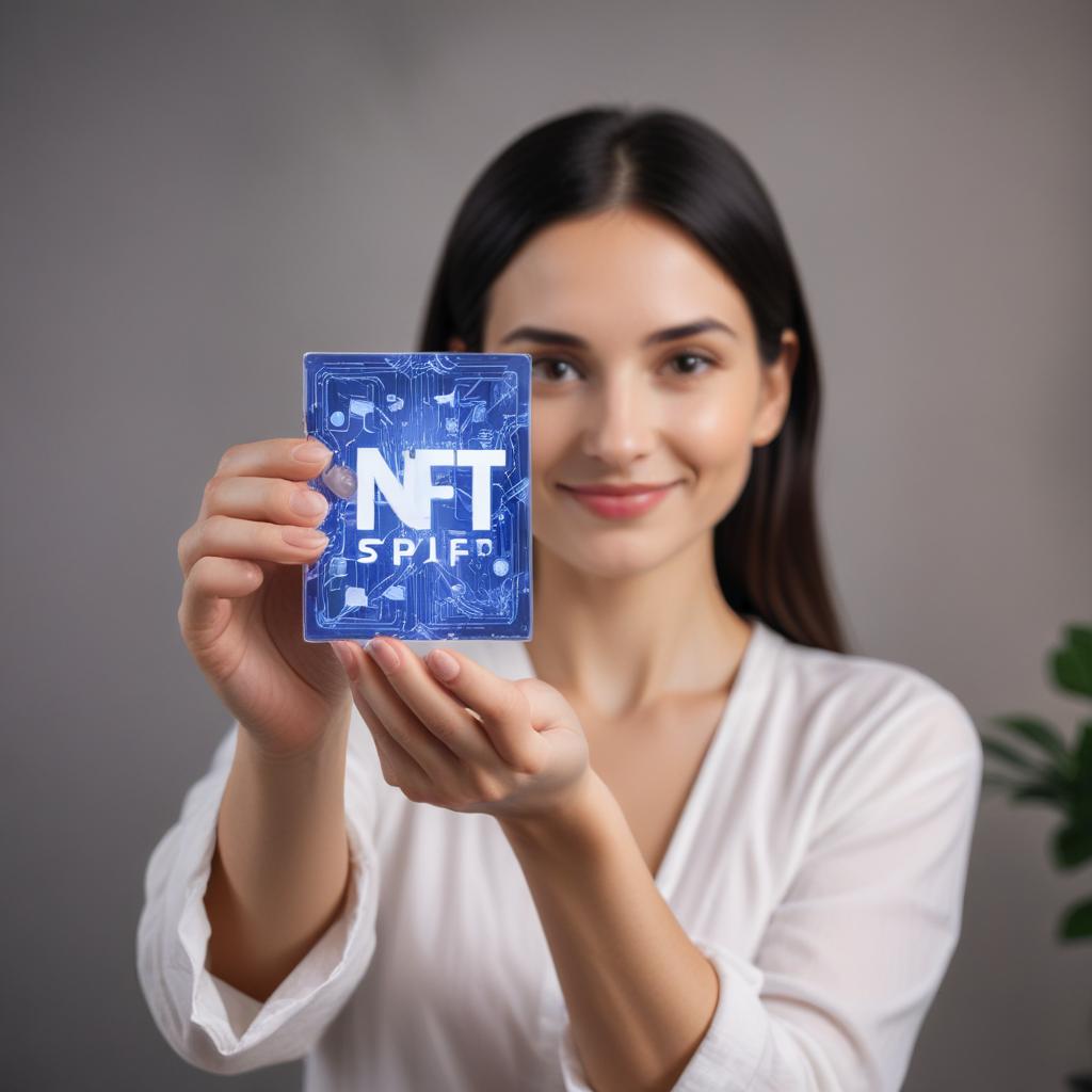 woman holding NFT in Hands