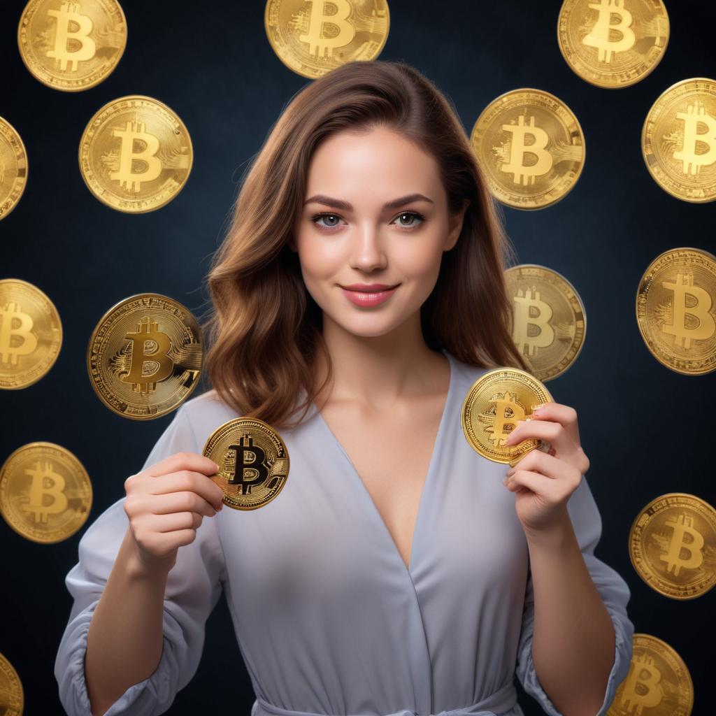 woman holding crypto currency