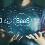 SaaS   software as a service concept with young man