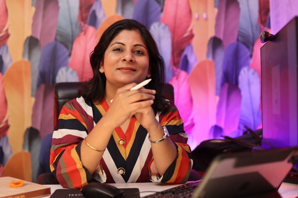 Indian Woman Working on Laptop and Earning Money from Home