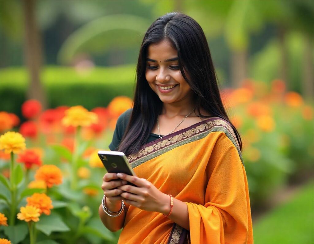 A Natual Looking Indian Girl in Saree