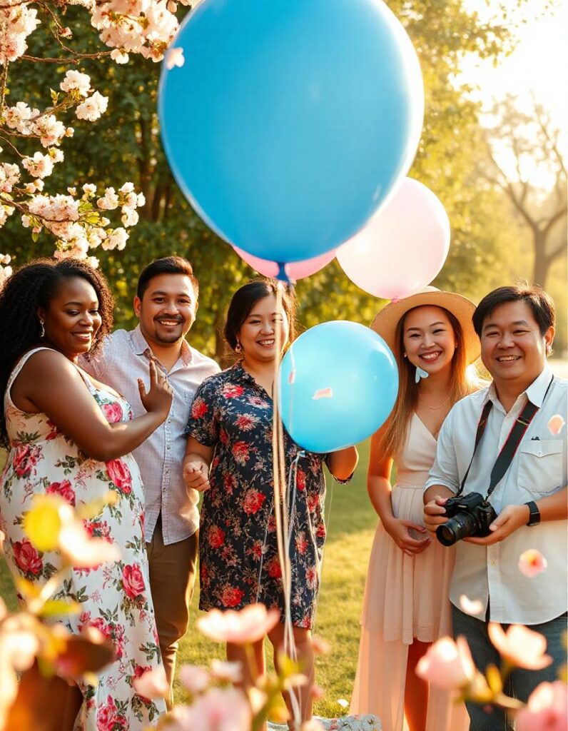 Outdoor Gender Reveal Party with a professional photographer