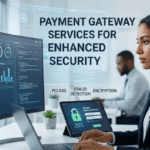 Professional monitoring secure payment gateway data on multiple monitors, illustrating advanced fraud prevention for enhanced security.