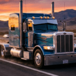 truck driving fast on a highway