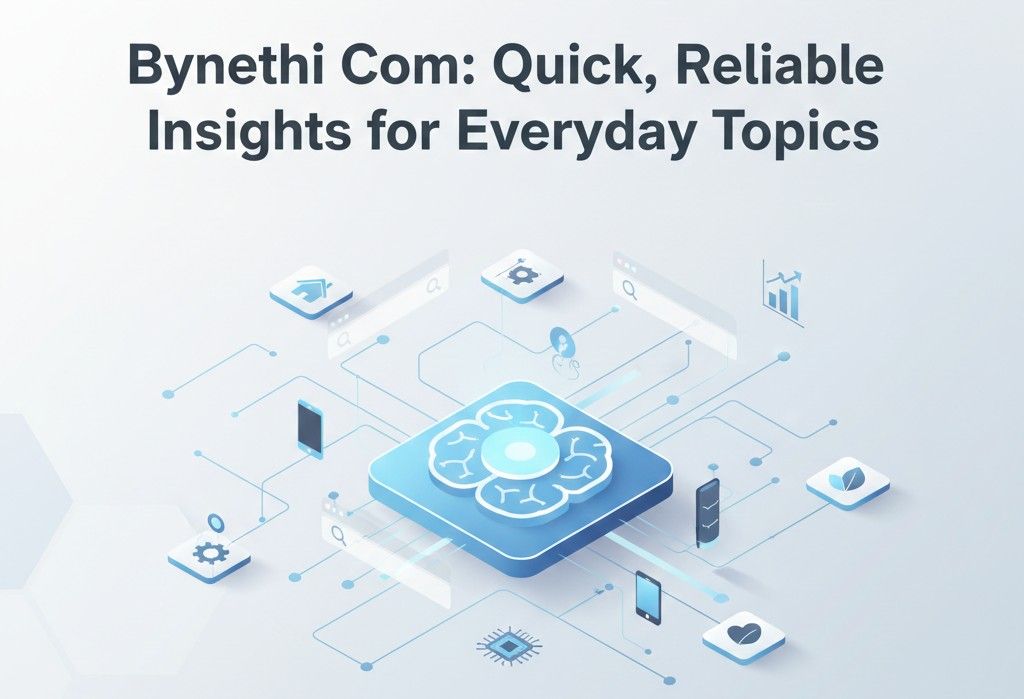Bynethi com hero image showing informational blog topics in lifestyle, tech, business, and health