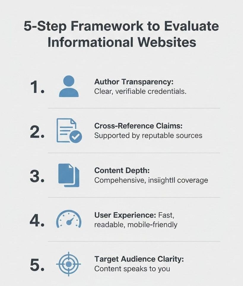 5-step framework to evaluate informational websites like bynethi com