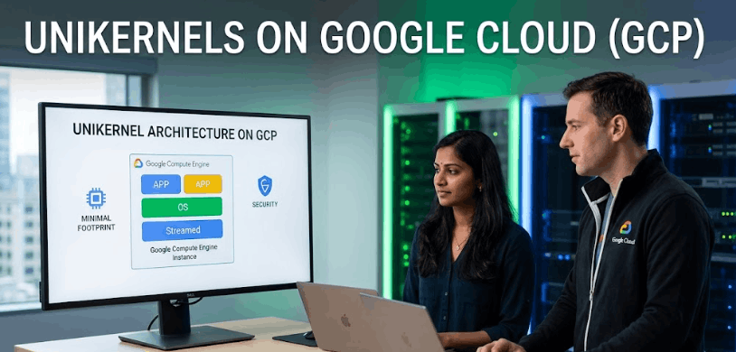 How Unikernels Interact with Google Cloud Platform: The Security Advantage Nobody's Talking About 1 Engineers discuss architectural diagrams for deploying Unikernels on Google Cloud Platform.