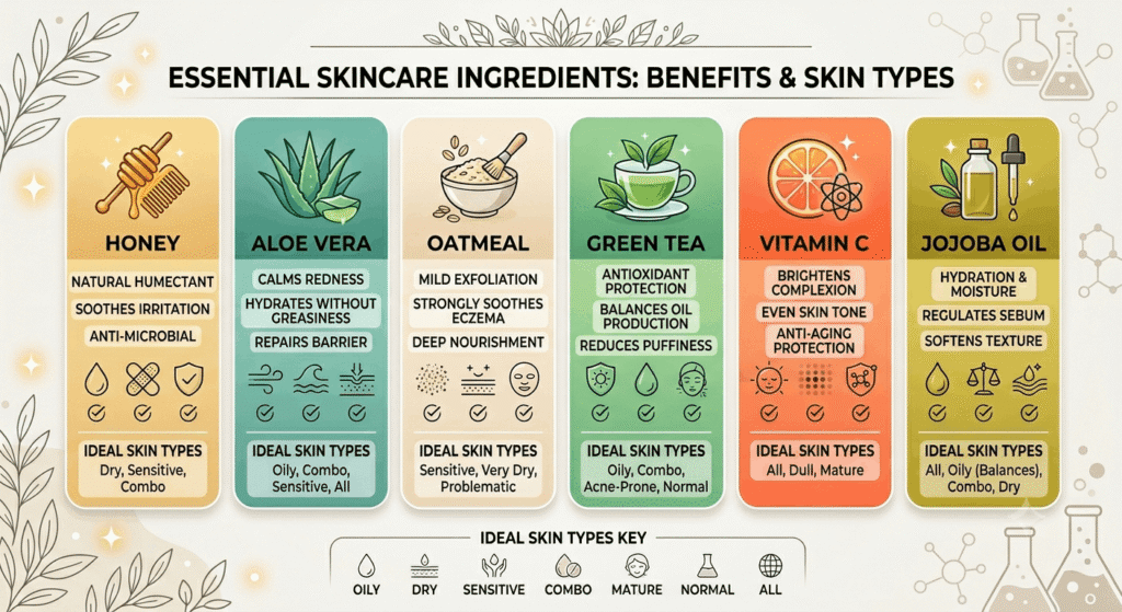 Comparison of evidence based natural skincare ingredients