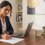 Guest Post Outreach Checklist: 12 Questions to Ask Before You Pitch 3 A digital PR strategist marking items off a printed guest post vetting checklist next to a laptop