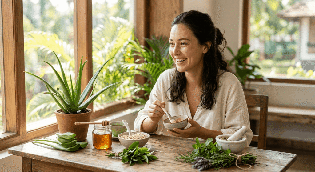 Beauty Tips - Well Health Organic.com: 15 Evidence-Based Natural Beauty Secrets for Healthy Skin and Hair 1 Woman using natural skincare ingredients for healthy glowing skin